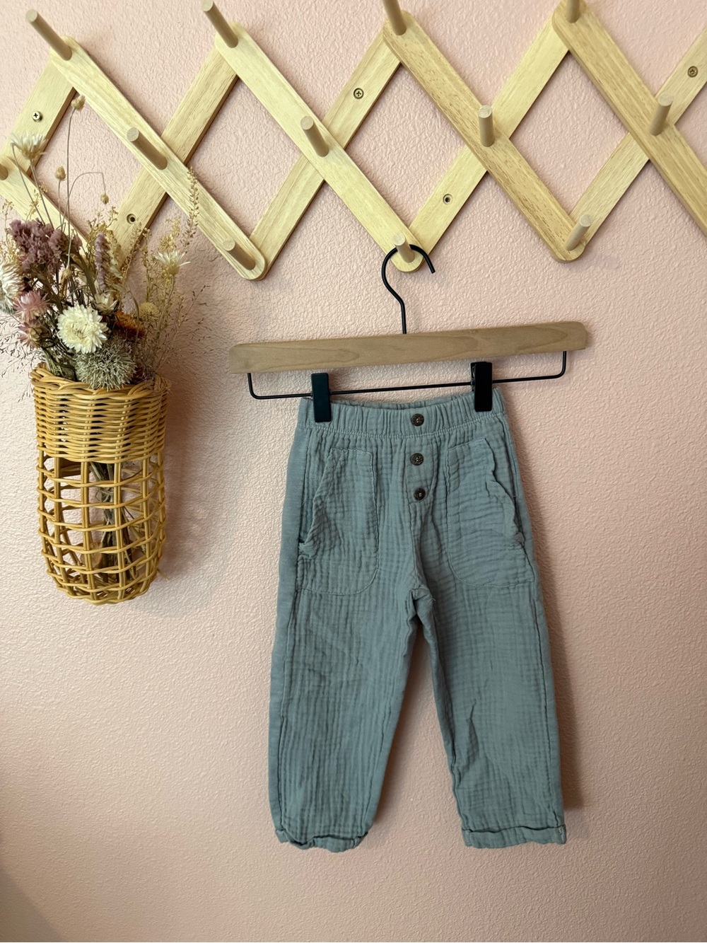 Zara Kids Cotton Gauze Button-Front Pants